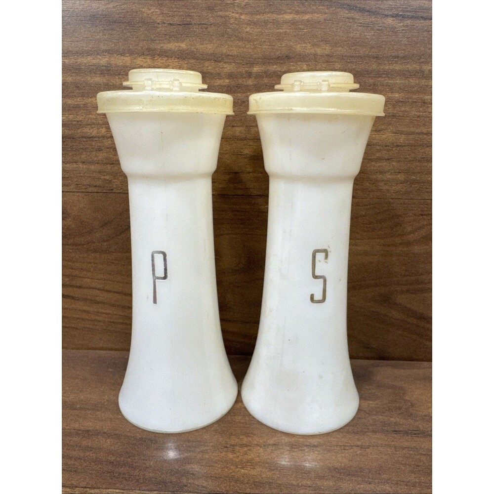 Vintage Tupperware Salt & Pepper Shakers 6.5" White Hourglass #718